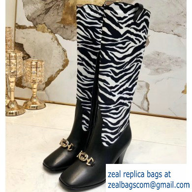 Gucci Zumi Leopard Knee Boots Black/White 2019 - Click Image to Close