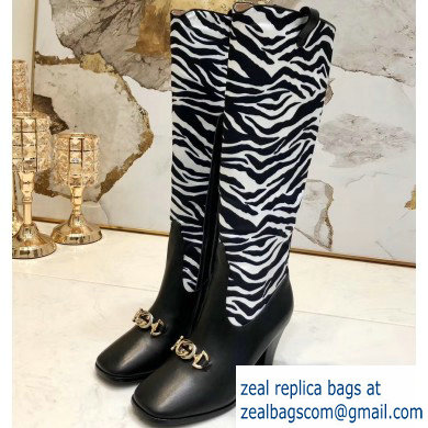 Gucci Zumi Leopard Knee Boots Black/White 2019