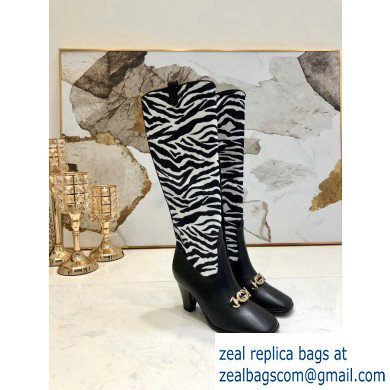 Gucci Zumi Leopard Knee Boots Black/White 2019