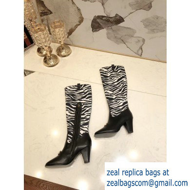 Gucci Zumi Leopard Knee Boots Black/White 2019