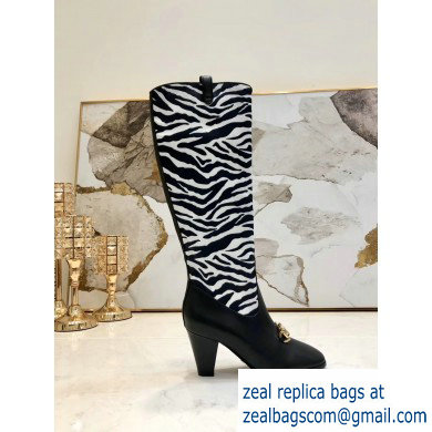 Gucci Zumi Leopard Knee Boots Black/White 2019 - Click Image to Close