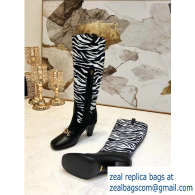 Gucci Zumi Leopard Knee Boots Black/White 2019