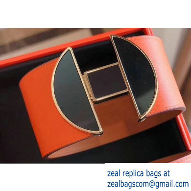Hermes 2002 Manchette Wide Bracelet Orange