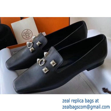 Hermes Calfskin Loafers Black