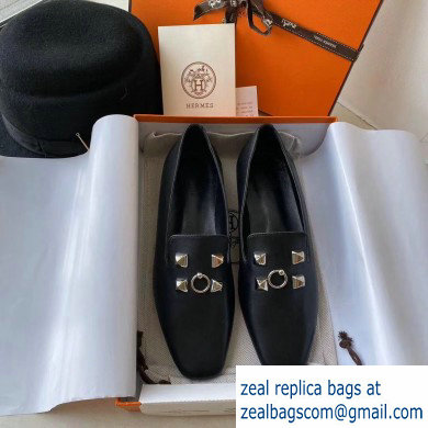 Hermes Calfskin Loafers Black