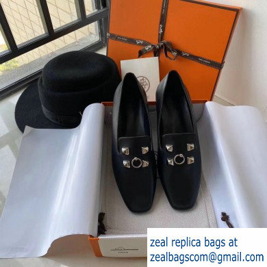 Hermes Calfskin Loafers Black