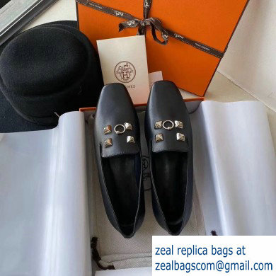 Hermes Calfskin Loafers Black - Click Image to Close