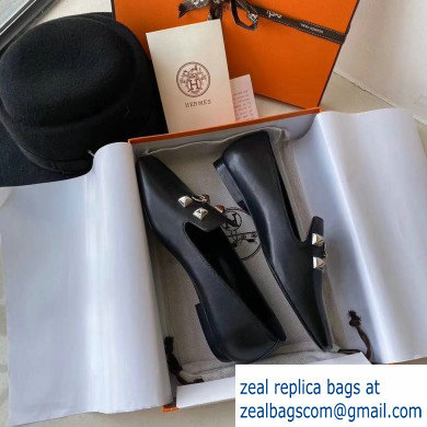 Hermes Calfskin Loafers Black