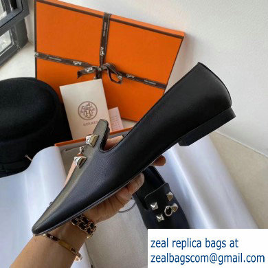 Hermes Calfskin Loafers Black