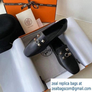 Hermes Calfskin Loafers Black