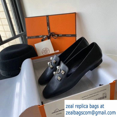 Hermes Calfskin Loafers Black - Click Image to Close