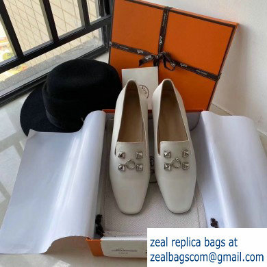 Hermes Calfskin Loafers White