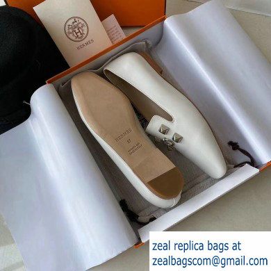 Hermes Calfskin Loafers White