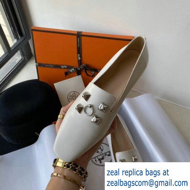 Hermes Calfskin Loafers White - Click Image to Close