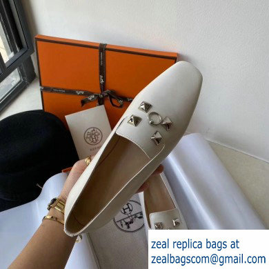 Hermes Calfskin Loafers White - Click Image to Close