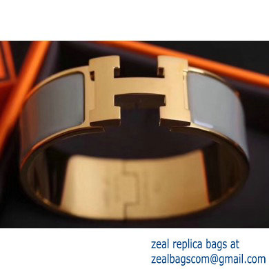 Hermes Clic Clac H Wide Bracelet Gray/Yellow Gold