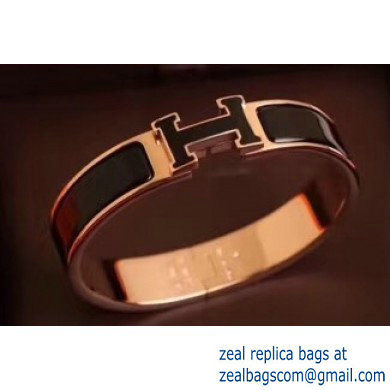 Hermes Clic H Narrow Bracelet Black/Pink Gold