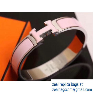 Hermes Clic H Narrow Bracelet Pink/White Gold