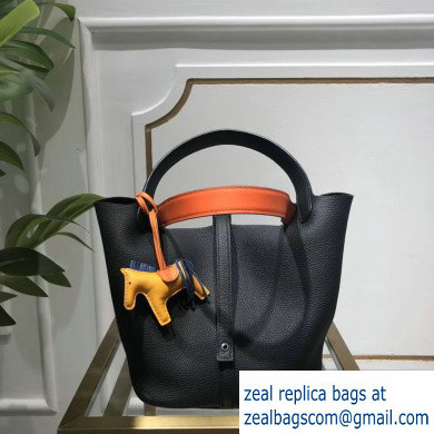 Hermes Picotin Lock Bag in original togo leather black/orange(handmade)