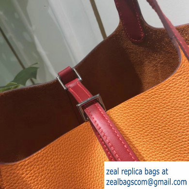 Hermes Picotin Lock Bag in original togo leather burgundy/orange(handmade) - Click Image to Close