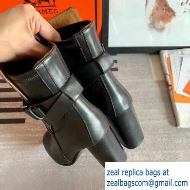 Hermes Songe Heel Ankle Boots Leather Black with Wrap-Around Strap 2019 - Click Image to Close