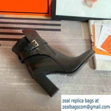 Hermes Songe Heel Ankle Boots Leather Black with Wrap-Around Strap 2019 - Click Image to Close