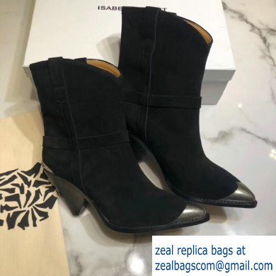 Isabel Matant Cone Heel 8cm Pointed Toe Ankle Boots Suede Black 2019