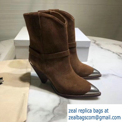 Isabel Matant Cone Heel 8cm Pointed Toe Ankle Boots Suede Brown 2019