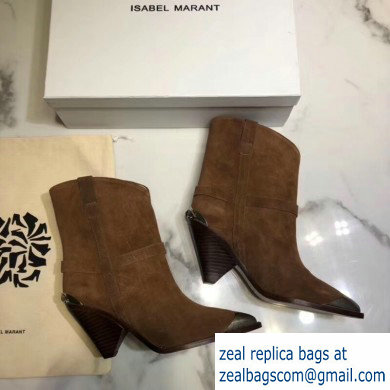 Isabel Matant Cone Heel 8cm Pointed Toe Ankle Boots Suede Brown 2019 - Click Image to Close