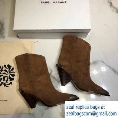 Isabel Matant Cone Heel 8cm Pointed Toe Ankle Boots Suede Brown 2019