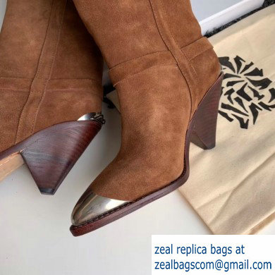 Isabel Matant Cone Heel 8cm Pointed Toe High Boots Suede Brown 2019 - Click Image to Close