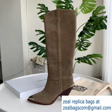 Isabel Matant Cone Heel 8cm Pointed Toe High Boots Suede Camel 2019