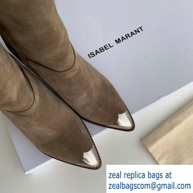 Isabel Matant Cone Heel 8cm Pointed Toe High Boots Suede Camel 2019