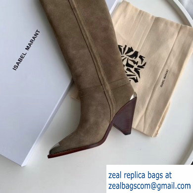 Isabel Matant Cone Heel 8cm Pointed Toe High Boots Suede Camel 2019 - Click Image to Close