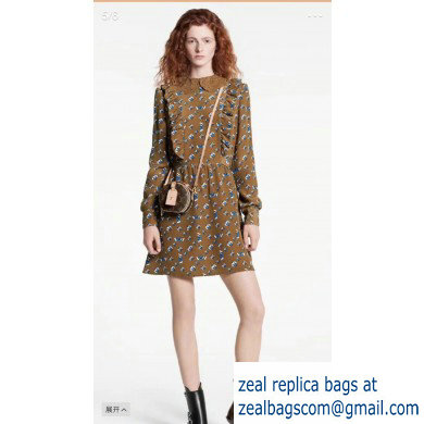 LOUIS VUITTON LONG SLEEVED DRESS WITH EMBROIDERED COLLAR AND FRILL DETAIL 1A5JX1 2019