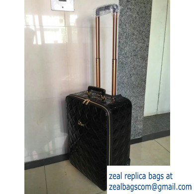 Lady Dior Cannage Trolley Travel Luggage Bag Patent Black - Click Image to Close