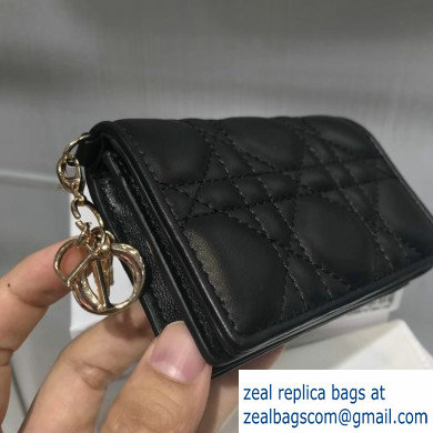 Lady Dior Card Holder with Flap in Cannage Lambskin Black