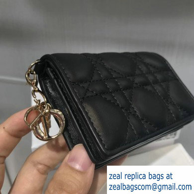 Lady Dior Card Holder with Flap in Cannage Lambskin Black - Click Image to Close