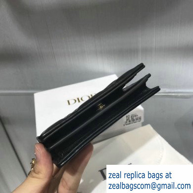 Lady Dior Card Holder with Flap in Cannage Lambskin Black