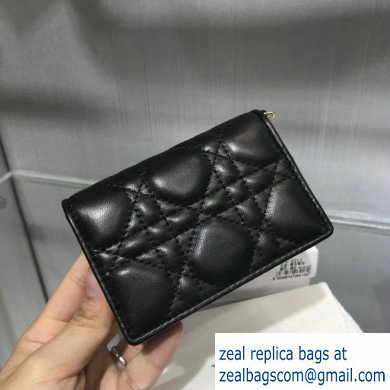 Lady Dior Card Holder with Flap in Cannage Lambskin Black - Click Image to Close