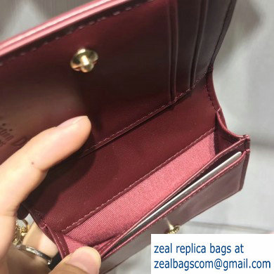 Lady Dior Card Holder with Flap in Cannage Lambskin Burgundy - Click Image to Close