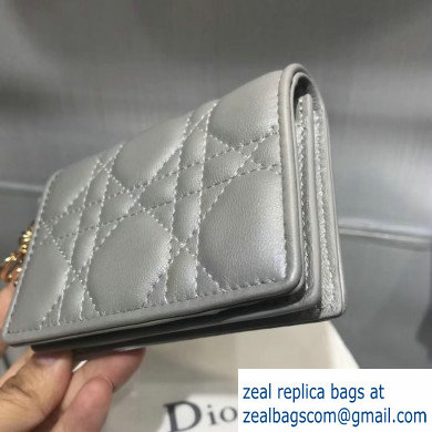 Lady Dior Card Holder with Flap in Cannage Lambskin Pearl Gray - Click Image to Close