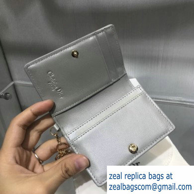 Lady Dior Card Holder with Flap in Cannage Lambskin Pearl Gray