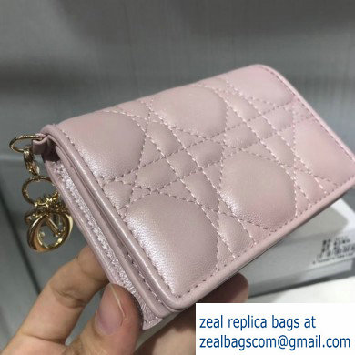 Lady Dior Card Holder with Flap in Cannage Lambskin Pearl Nude Pink - Click Image to Close