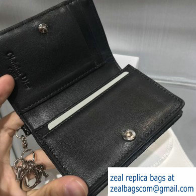 Lady Dior Card Holder with Flap in Cannage Patent Black