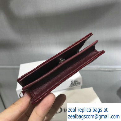 Lady Dior Card Holder with Flap in Cannage Patent Burgundy - Click Image to Close