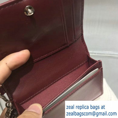 Lady Dior Card Holder with Flap in Cannage Patent Burgundy - Click Image to Close