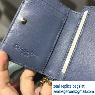 Lady Dior Card Holder with Flap in Cannage Patent Denim Blue - Click Image to Close