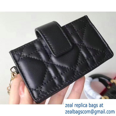 Lady Dior Gusseted Card Holder with 5 pockets in Cannage Lambskin Black
