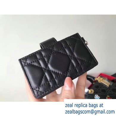 Lady Dior Gusseted Card Holder with 5 pockets in Cannage Lambskin Black